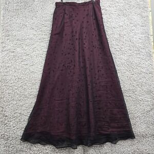 Vintage Chelsea Nites Maxi‎ Skirt Womens 10 Red Velvet Flowers Lined Whimsigoth